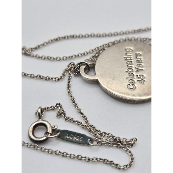 Tiffany & Co sterling signed 45 year clinique necklace 18" chain 1" pendant - Picture 2 of 9